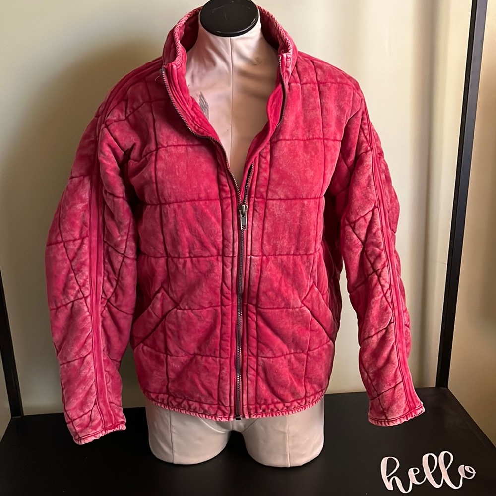 Zenana Washed Dolman Quilted Jacket- Burgundy